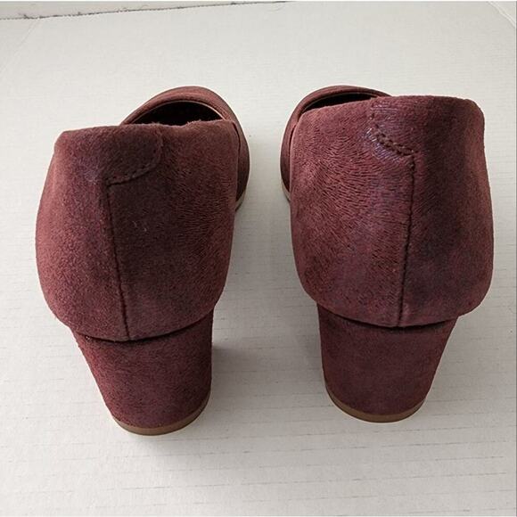 ENJOIYA Eleganza Maroon Block Heel Pointed Toe Pumps Heels Career Office Shoes - Picture 7 of 10